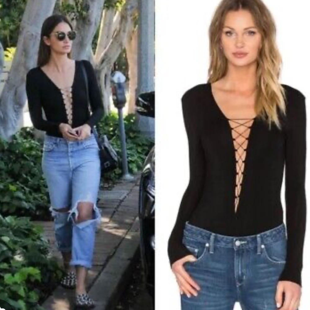 NWT alexander wang t lace up black bodysuit